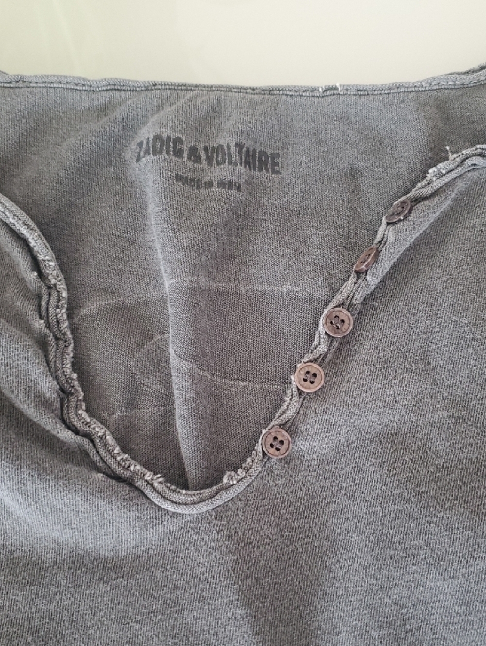 Zadig & Voltaire Gray Raw-Edge Short Sleeve Tee - Picture 3 of 3